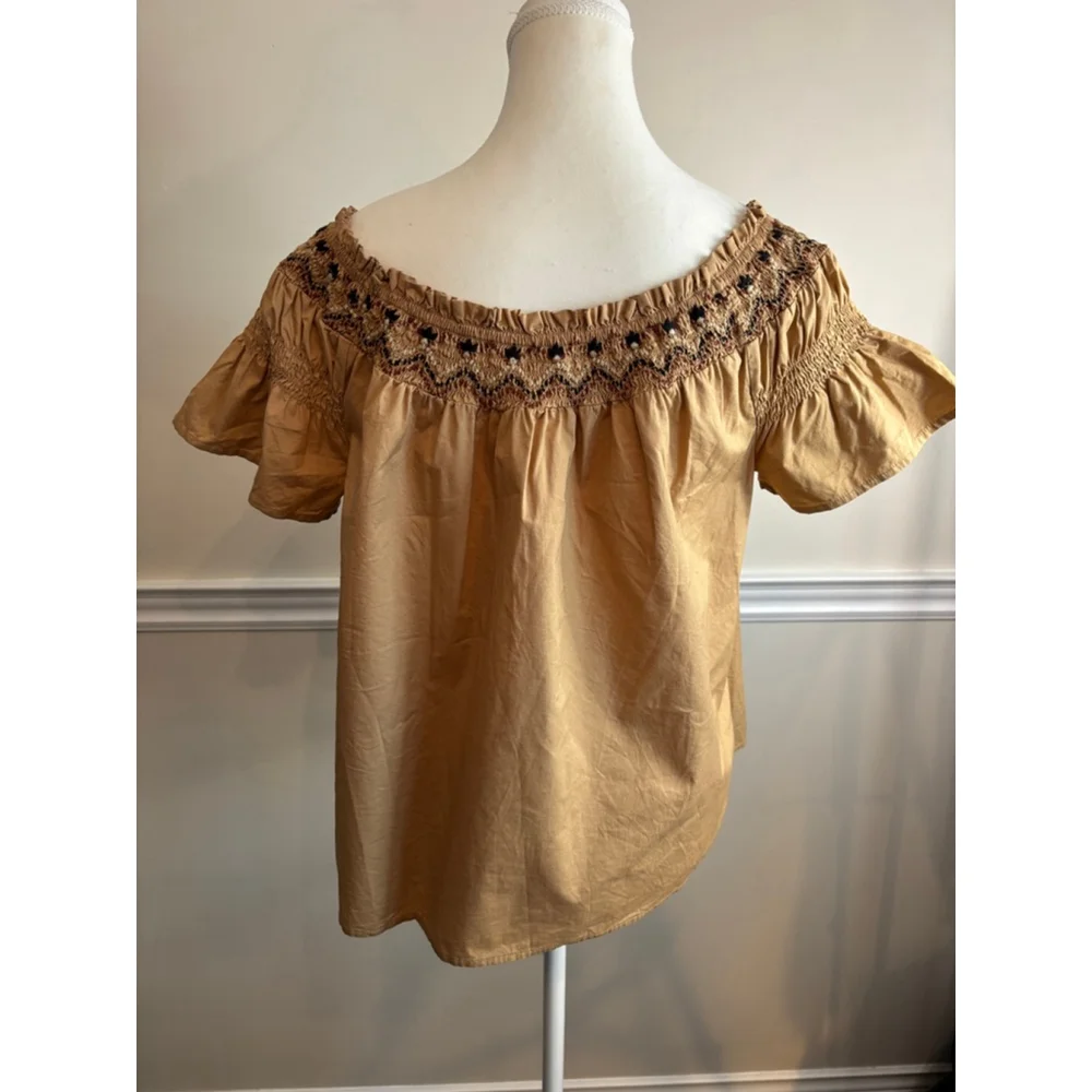 Old Navy Womens Off Shoulder Top Embroidered Boho Large - Picture 6 of 11